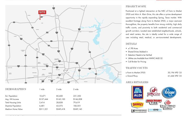 NEC Farm to Market 2920 & Alvin A. Klein Dr, Spring